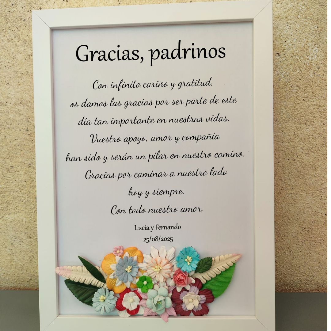 Recuerdo con Flores – Marco de Agradecimiento