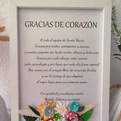 Recuerdo con Flores – Marco de Agradecimiento