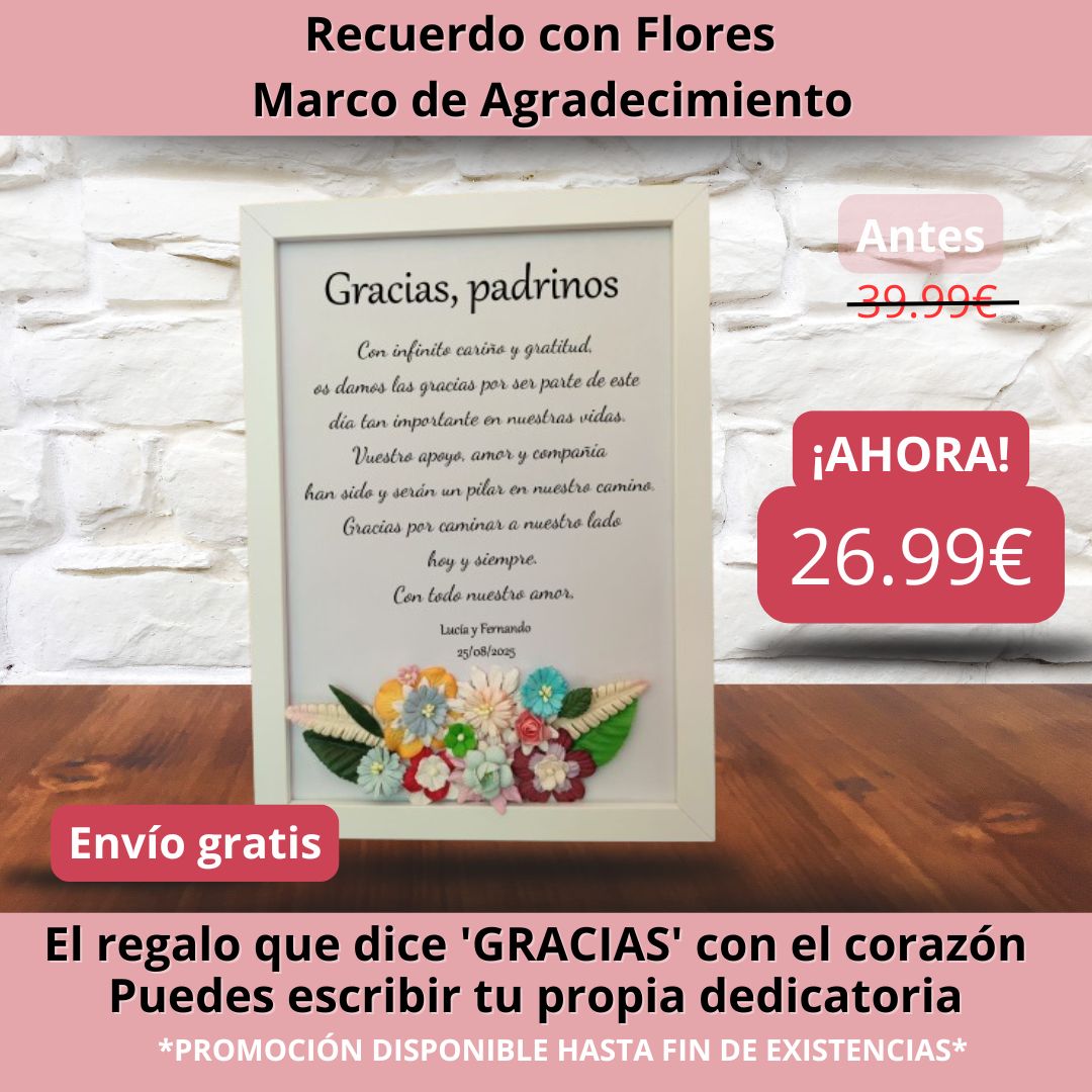 Recuerdo con Flores – Marco de Agradecimiento