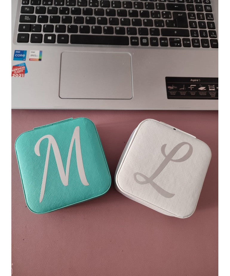 Joyero de viaje personalizado turquesa