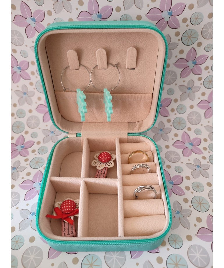 Joyero de viaje personalizado turquesa