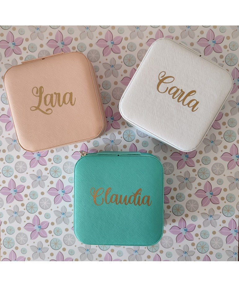 Joyero de viaje personalizado turquesa