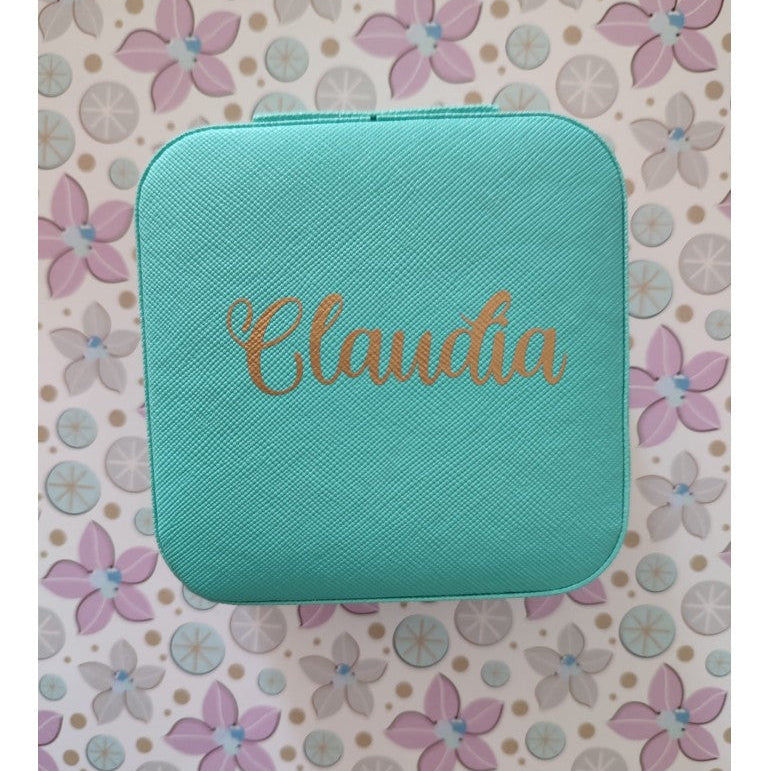Joyero de viaje personalizado turquesa